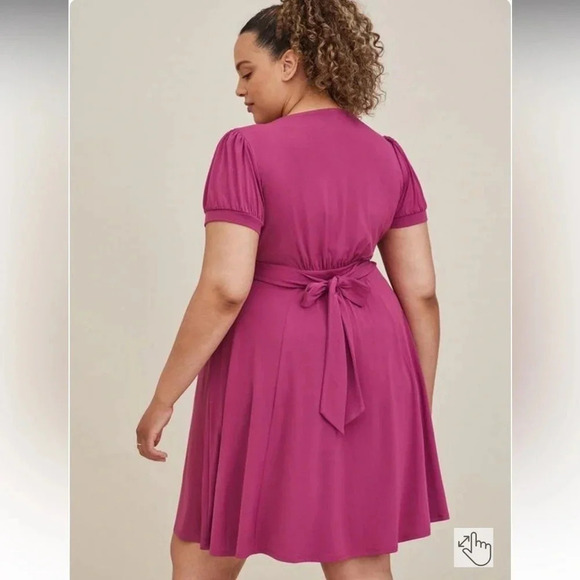 NWT!! Torrid - Mini Studio Knit Surplice Dress - Size 0 - L/12 - Pink!! - Picture 2 of 13